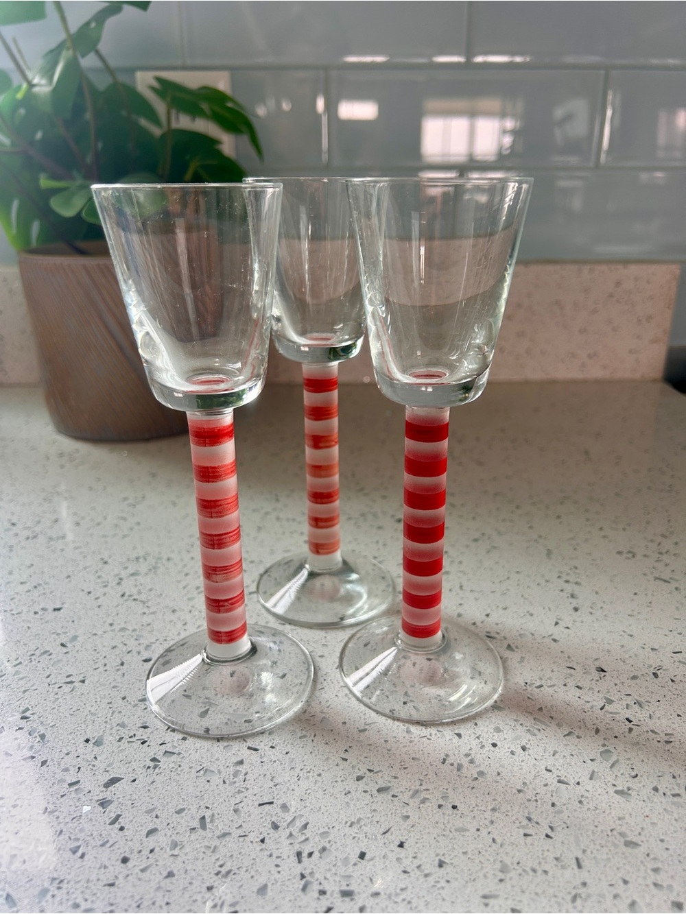 Mikasa Overture Striped Stem Dessert Wine Glasses - Red